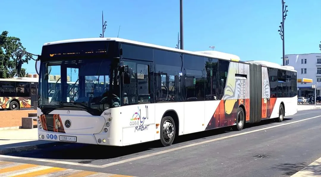 A Rabat bus in 2023, an archival photograph representing road transport in Morocco